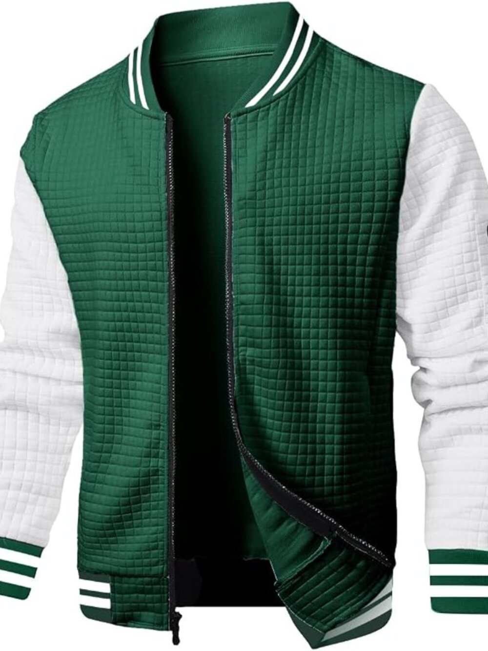 Men's Green & White Lightweight Varsity Jacket